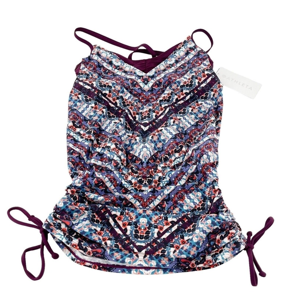 Athleta Marrakesh Side Scrunch Tankini 32D/DD Quick Dry Lycra UPF 50+ Swim Top‎
